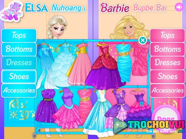 game Elsa va cong chua Barbie ai sanh dieu hon