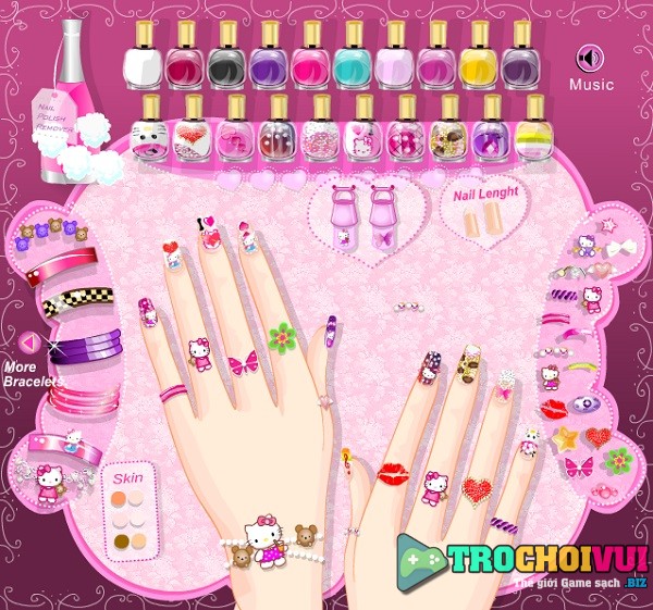 game Lam mong tay hello kitty nail online